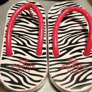 rare vintage 90s Y2K sugar shoes floaties zebra stripes print and red